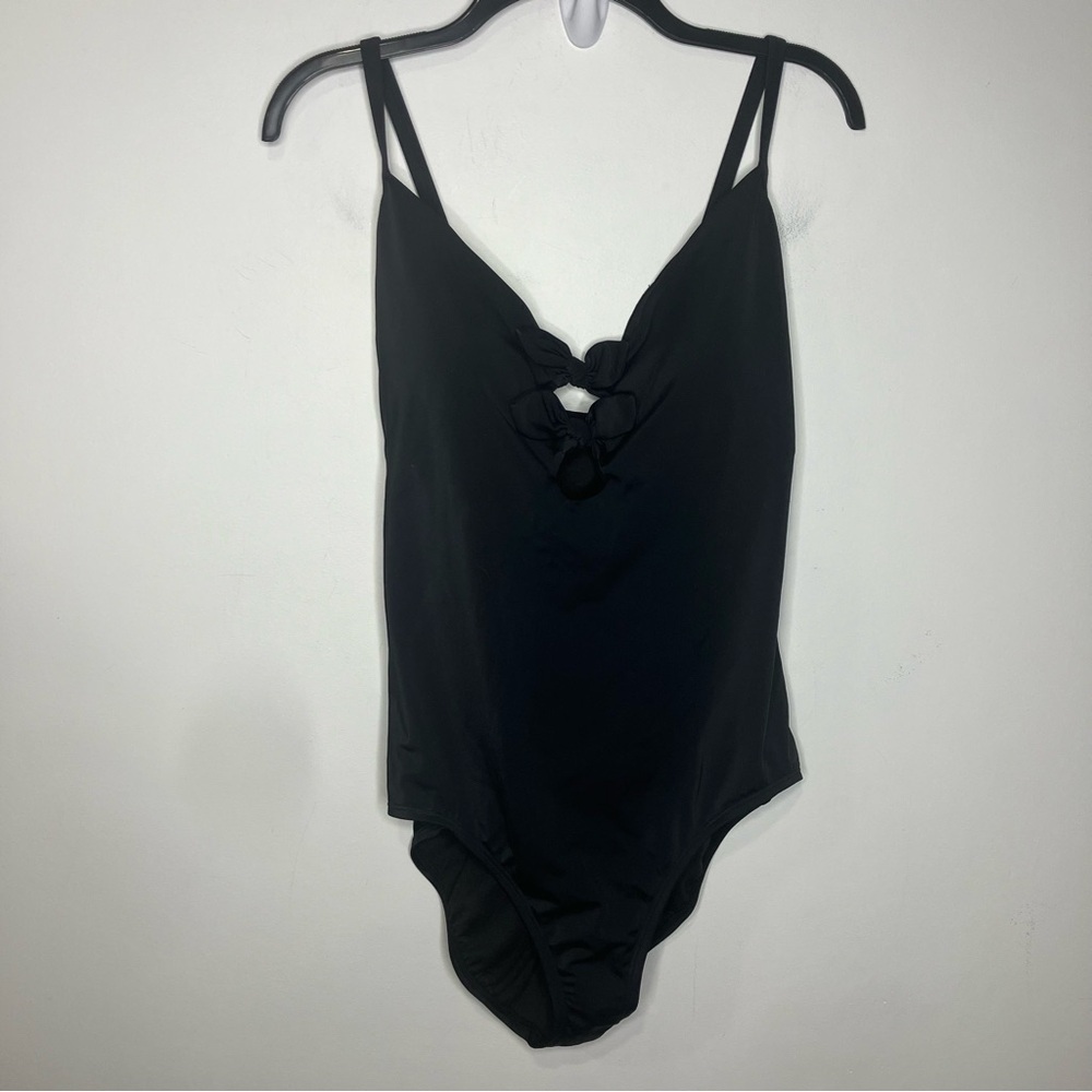 Time and Tru one piece swimsuit with bow details in the front black size 1X